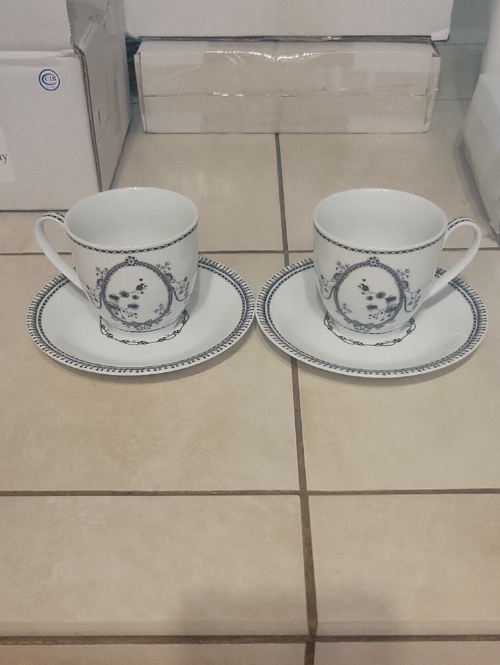 NWT Set Of 2 Tea Cups And Saucers Miss Blackbirdy